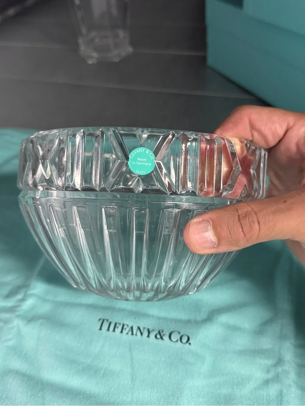 Tiffany & Co. Atlas Clear Crystal Ribbed Bowl - Clear